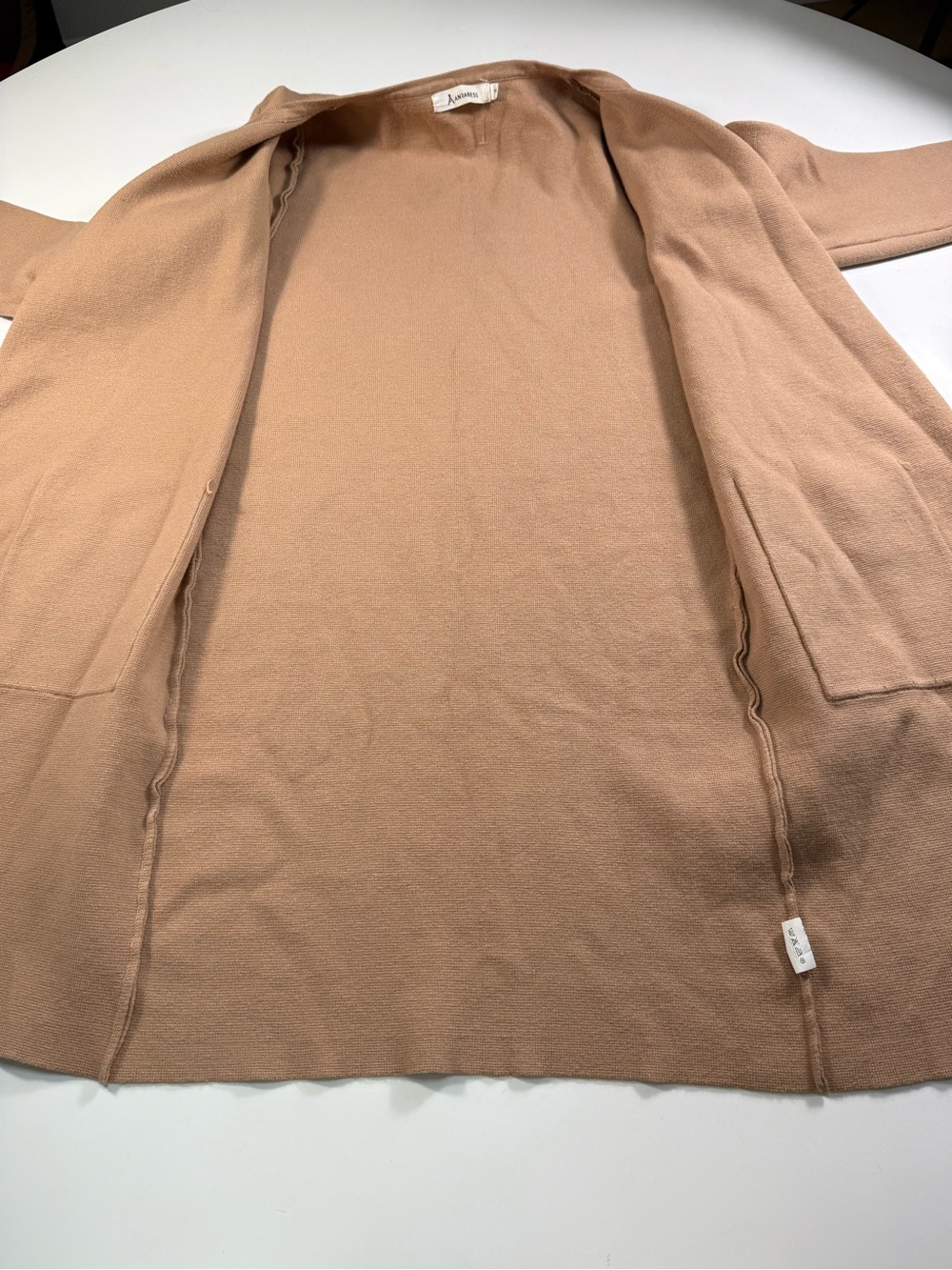 Lightweight Cream Open-Front Long Cardigan with Pockets NWOT - Picture 5 of 8